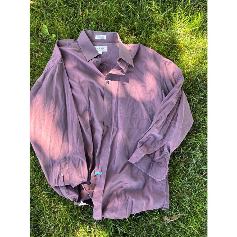 Murano Dillards Mens Purple Cotton Broadcloth Button Down Dress Shirt 16-33